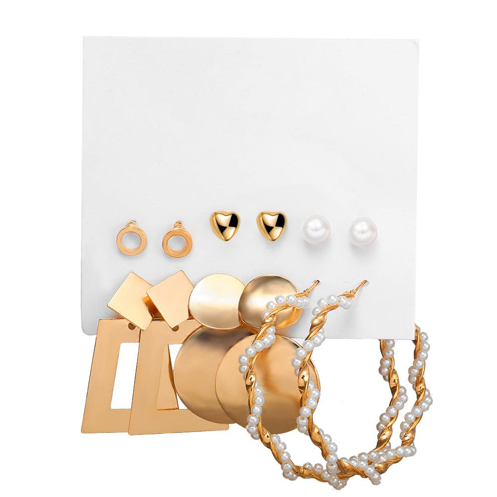 Set Of 6 Female Pearl Hoop Earrings For Women, Oversize Metal Circle Punk Earrings Set, Women Dangle Drop Earrings, Acrylic Pearl Tassels Earrings Set Of 6 Female Pearl Hoop Earrings For Women, Oversize Metal Circle Punk Earrings Set, Women Dangle Drop Earrings, Acrylic Pearl Tassels Earrings
